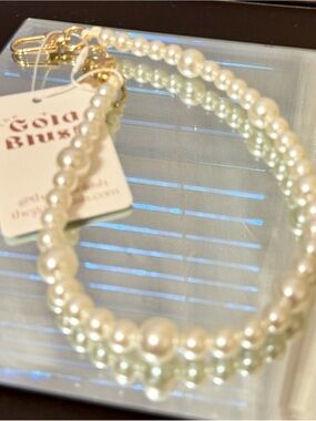 Gold Blush White Pearl Beaded bag chain with Gold Hardware 19inches